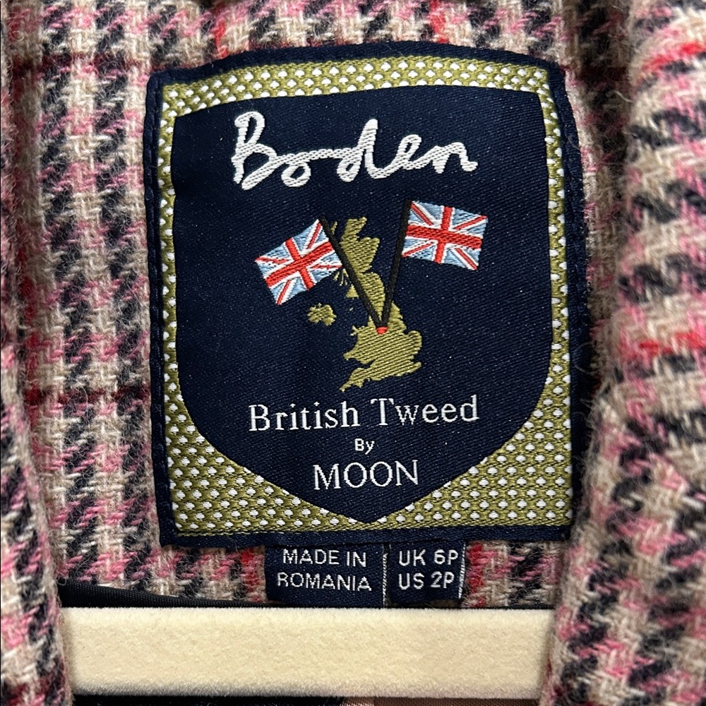 Boden Wool Pink and Navy Plaid Blazer US 2P (UK6P) - Picture 2 of 8